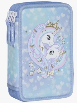 Kreativt Legetøj-Beckmann Penalhus Tredelt, Unicorn Princess Ice Blue Blå/Hvid