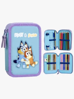 Kreativt Legetøj-Bluey Dobbelt Penalhus, Blå/Lilla