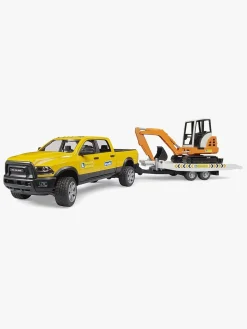 Legetøjsbiler & -Fartøjer-Bruder RAM Power Wagon Arbejdsbil med Trailer & Gravemaskine