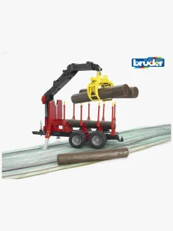 Legetøjsbiler & -Fartøjer-Bruder Tømmeranhænger m. Kran, Inkl. 4 Træstammer 02252