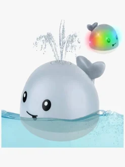 Vandlegetøj-CarloBaby Badelegetøj Vandsprøjtende Hval m. Lys, Grå