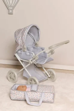 Dukker & Bamser-CloudberryCastle Cloudberry Castle Dukkevogn Floral Grå/Hvid