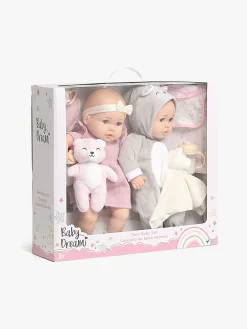 Dukker & Bamser-CloudberryCastle Cloudberry Castle Gavesæt Dukke Twins Deluxe 35 cm, Lyserød/Hvid