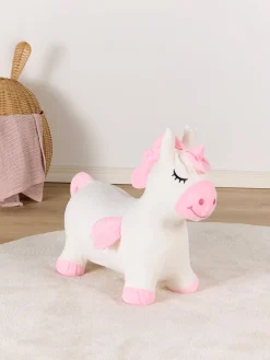 Udelegetøj-CloudberryCastle Cloudberry Castle Hoppedyr Enhjørning med Plysbetræk, Hvid