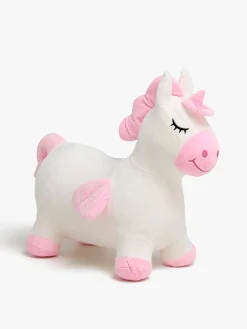 Udelegetøj-CloudberryCastle Cloudberry Castle Hoppedyr Enhjørning med Plysbetræk, Hvid
