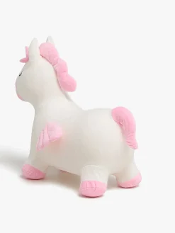 Udelegetøj-CloudberryCastle Cloudberry Castle Hoppedyr Enhjørning med Plysbetræk, Hvid