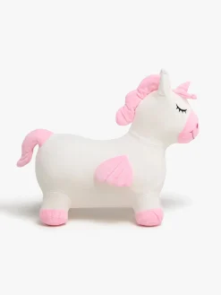 Udelegetøj-CloudberryCastle Cloudberry Castle Hoppedyr Enhjørning med Plysbetræk, Hvid