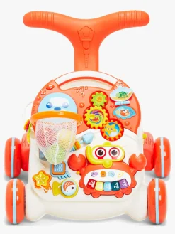 Pedal- & Gåbiler-CloudberryCastle Cloudberry Castle 2-i-1 Gåvogn med Aktivitetsbord, Orange Hvid/Orange