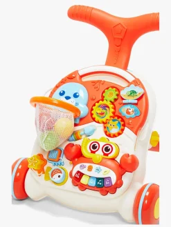 Pedal- & Gåbiler-CloudberryCastle Cloudberry Castle 2-i-1 Gåvogn med Aktivitetsbord, Orange Hvid/Orange