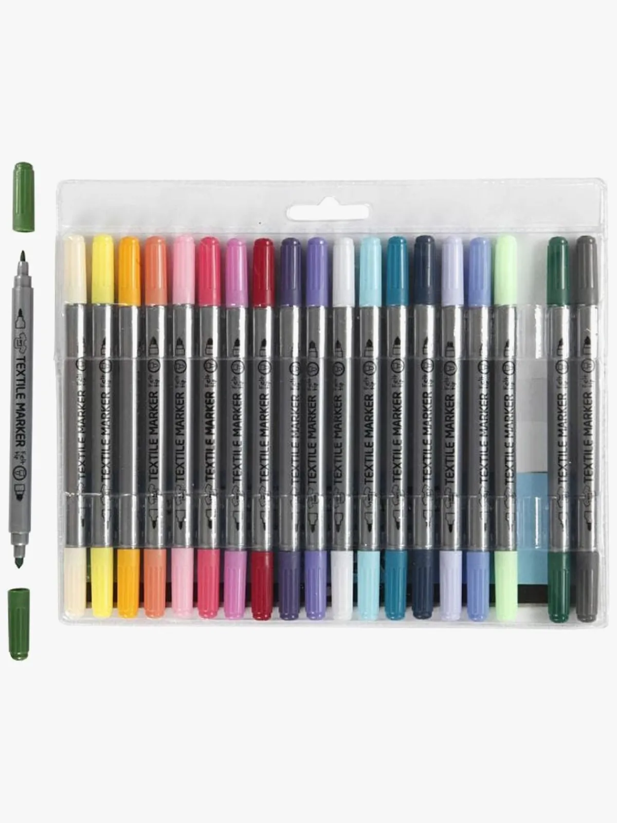 Kreativt Legetøj-Colortime Tekstil Dobbeltusser Kompletterende Farver 20 stk.