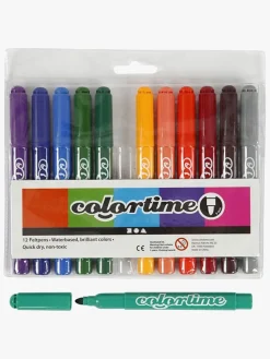 Kreativt Legetøj-Colortime Tusser med 5 mm Filtspids, Kompletterende Farver, 12 stk.