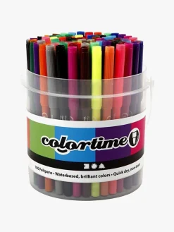 Kreativt Legetøj-Colortime Tusser med 2 mm Filtspids, Blandede Farver, 100 stk.