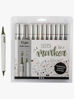 Kreativt Legetøj-CreativCompany Creativ Company Sketch Marker Tusser Afdæmpede Farver 12-pak