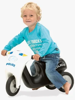 Pedal- & Gåbiler-Dantoy Politi Motorcykel Gummihjul, Sort/Hvid
