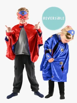 Kostumer & Udklædning-DenGodaFen Den Goda Fen Vendbar Kappe med Øjenmaske 98-128 cm, Blå/Rød