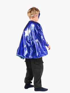 Kostumer & Udklædning-DenGodaFen Den Goda Fen Vendbar Kappe med Øjenmaske 98-128 cm, Blå/regnbue