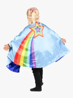 Kostumer & Udklædning-DenGodaFen Den Goda Fen Vendbar Kappe med Øjenmaske 98-128 cm, Blå/regnbue