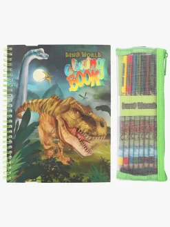 Kreativt Legetøj-DinoWorld Dino World Malebog med Farveblyanter