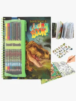 Kreativt Legetøj-DinoWorld Dino World Malebog med Farveblyanter