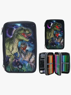 Kreativt Legetøj-DinoWorld Dino World Penalhus med 3 Rum med LED-lys