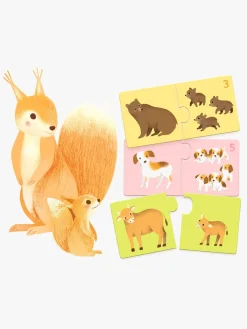 Spil & Puslespil-Djeco Puslespil Dyreunge 24 Brikker Blå/Gul/Flerfarvet