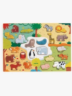 Spil & Puslespil-Djeco Træpuslespil Animo 22 Brikker Grøn/Blå/Brun