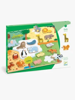 Spil & Puslespil-Djeco Træpuslespil Animo 22 Brikker Grøn/Blå/Brun
