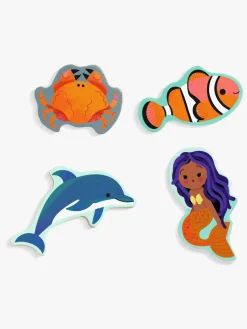 Spil & Puslespil-Djeco Træpuslespil Sea 22 Brikker Blå/Orange/Gul