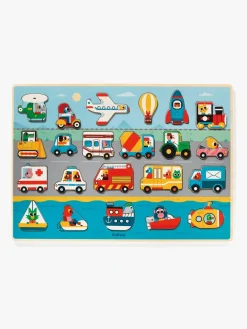 Spil & Puslespil-Djeco Træpuslespil Vroom 22 Brikker Rød/Blå/Orange