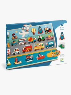 Spil & Puslespil-Djeco Træpuslespil Vroom 22 Brikker Rød/Blå/Orange