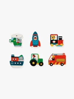 Spil & Puslespil-Djeco Træpuslespil Vroom 22 Brikker Rød/Blå/Orange