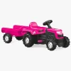 Pedal- & Gåbiler-DOLU Pedaltraktor m. Anhænger, Lyserød