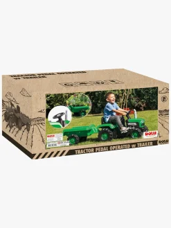 Pedal- & Gåbiler-DOLU Pedaltraktor m. Anhænger, Grøn