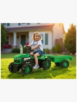 Pedal- & Gåbiler-DOLU Pedaltraktor m. Anhænger, Grøn