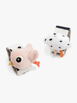 Babylegetøj-DoneByDeer Done By Deer Håndledsrangle Happy Clouds 2-pak, Powder Lyserød/Sort/Hvid