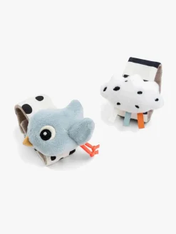 Babylegetøj-DoneByDeer Done By Deer Håndledsrangle Happy Clouds 2-pak, Blue Blå/Sort/Hvid