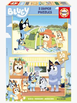 Spil & Puslespil-Educa Bluey Træpuslespil 2x50 Brikker