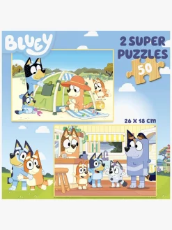 Spil & Puslespil-Educa Bluey Træpuslespil 2x50 Brikker
