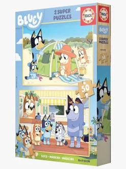 Spil & Puslespil-Educa Bluey Træpuslespil 2x50 Brikker