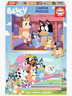 Spil & Puslespil-Educa Bluey Træpuslespil 2x25 Brikker