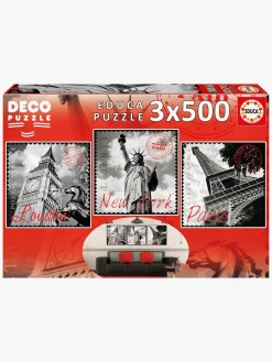 Spil & Puslespil-Educa Puslespil Big Cities Decorative 3x500 Brikker