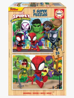 Spil & Puslespil-SpideyandFriends Educa Spidey And His Amazing Friends Puslespil 2x25 Brikker Flerfarvet