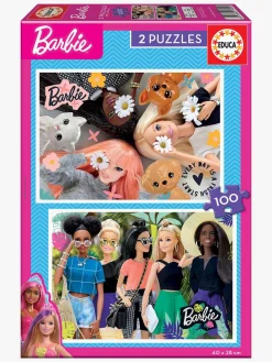 Spil & Puslespil-Barbie Educa 2x100 Børnepuslespil, Multifarvet