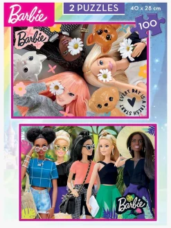 Spil & Puslespil-Barbie Educa 2x100 Børnepuslespil, Multifarvet