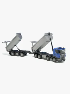 Legetøjsbiler & -Fartøjer-Emek Lastbil m. Tippelad & Anhænger Scania, Blå