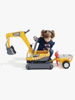 Udelegetøj-Falk Ride-on-gravemaskine Super Builder inkl. Anhænger, Gul