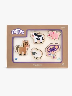 Spil & Puslespil-Fantorangen Fantus Træpuslespil Dyr 5 Brikker Flerfarvet