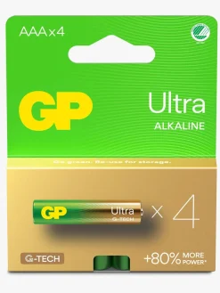 Elektronik & Media-GPBatterier GP Ultra Alkaline G-TECH AAA/LR03 Batterier Svanemærket 4-Pak