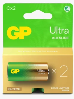 Elektronik & Media-GPBatterier GP Ultra Alkaline G-TECH C/LR14 Batterier Svanemærket 2-Pak