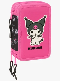 Kreativt Legetøj-HelloKitty Hello Kitty Kuromi Penalhus med 3 Rum, Lyserød/sort